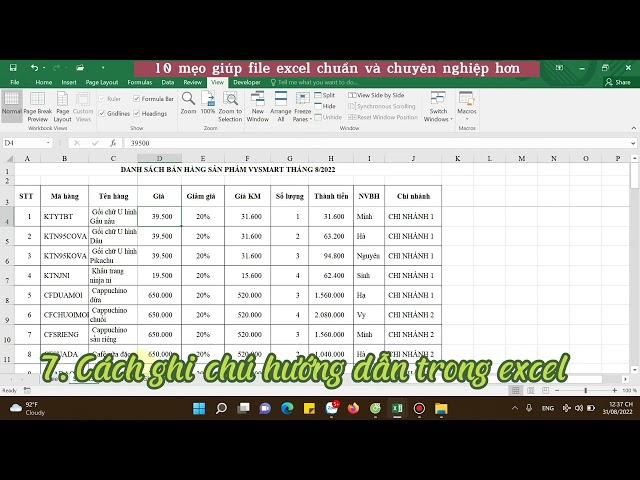 10 mẹo giúp File excel của bạn đẹp và chuyên nghiệp hơn