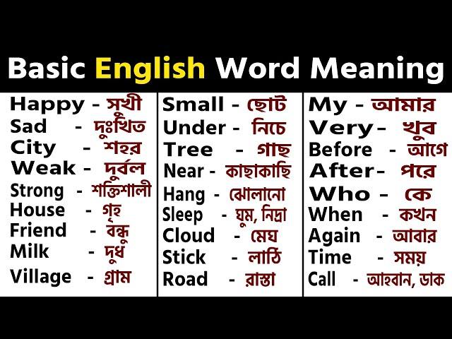প্রতিদিন কথা বলা words/ Most common English Words with Bangla meaning/Daily English Word Meaning