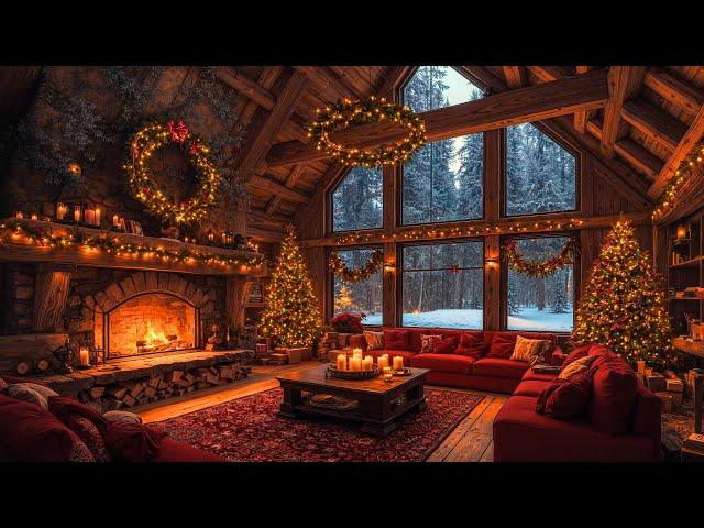 Cozy Christmas Ambience  Relaxing Christmas Jazz Music with Fireplace Sounds for Holiday Atmosphere