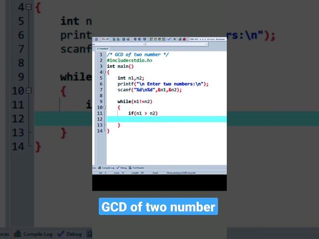 C Program to find GCD of two numbers [code][tutorial]#shorts