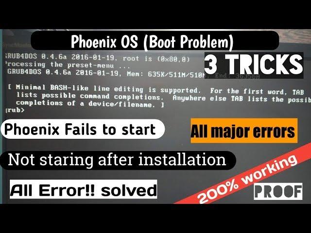 Phoenix OS (Boot problem) |3 easy Ticks to solve phoenix OS ERRORS |200% WORK in HINDI