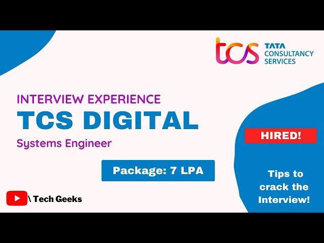 TCS Digital Interview Experience | Questions & Answers | How I got selected for TCS Digital? | 2021