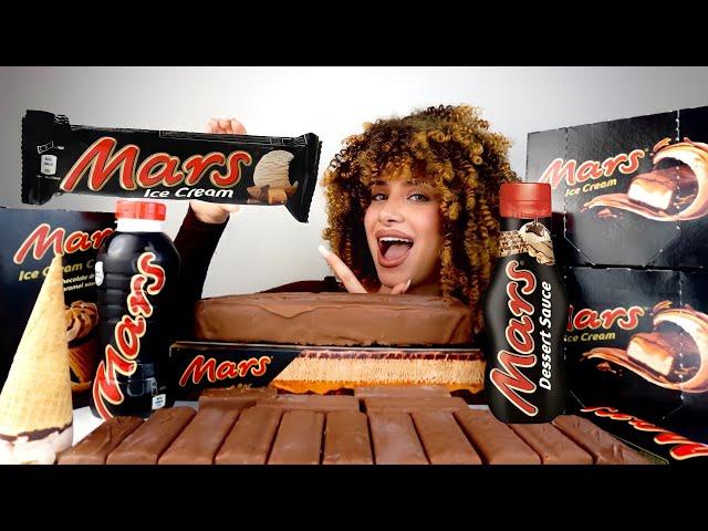 ASMR CHILLING ON MARS ICE CREAM BARS, Giant MARS DESSERT ,MARS MILKSHAKE AND SAUCE MUKBANG