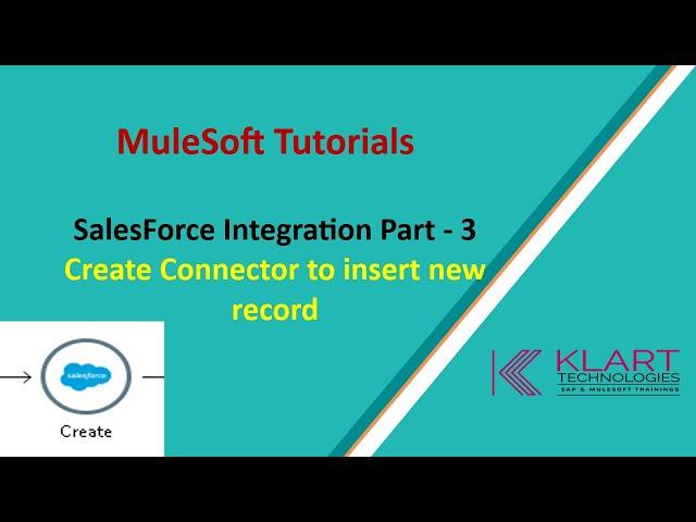 Mule 4 | MuleSoft Tutorials | Salesforce Integration Create New record Part 03