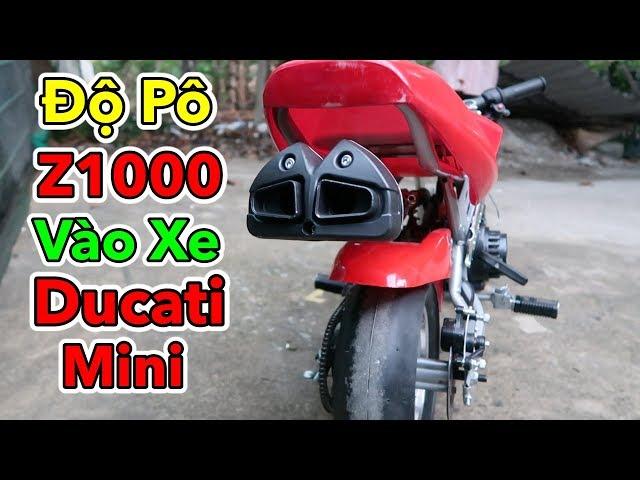 Lâm Vlog - Thay Bánh Xe và Độ Pô Zet-1000 vào Xe Moto Ducati Mini 50cc | Pocket Bike for Kids $150