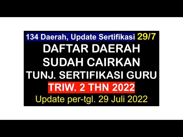 134 DAERAH YANG SUDAH MENCAIRKAN TUNJANGAN SERTIFIKASI GURU TRIWULAN 2 TAHUN 2022 UPDATE 29 JULI 202