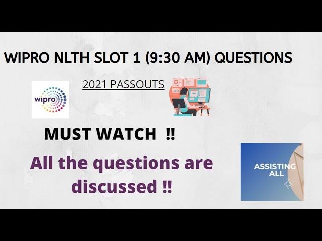 WIPRO NLTH 2021 - SLOT 1  Coding Questions with solutions!!! CRACK Wipro NLTH !!