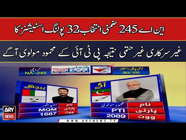 NA-245 By-Election, unofficial result of 32 polling stations underway, PTI's Mahmood Moulvi leads