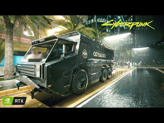 Realistic Truck Drive in the Rain | Cyberpunk 2077 4K Ultra Graphics | RTX 4090 | Relaxing Driving