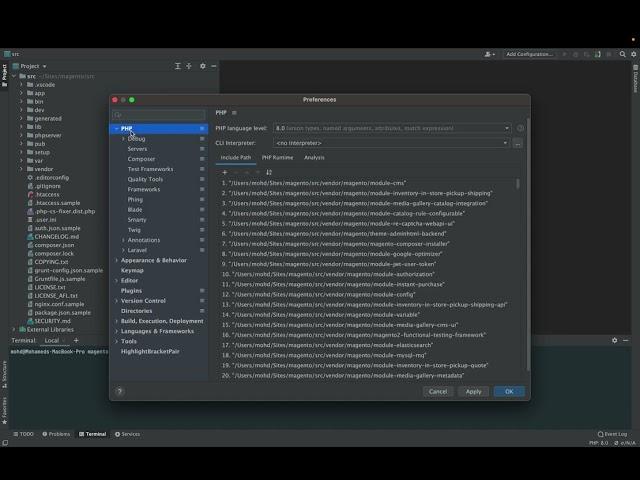 Fix issues to setup docker Magento on PhpStorm