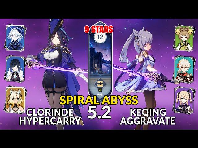 New 5.2 Spiral Abyss | Clorinde Hypercarry Team and Keqing Aggravate | Genshin Impact Floor 12