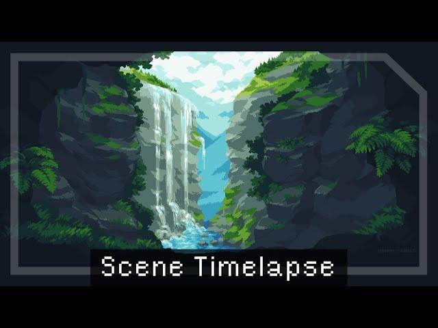 Waterfall Landscape - Pixel Art Timelapse