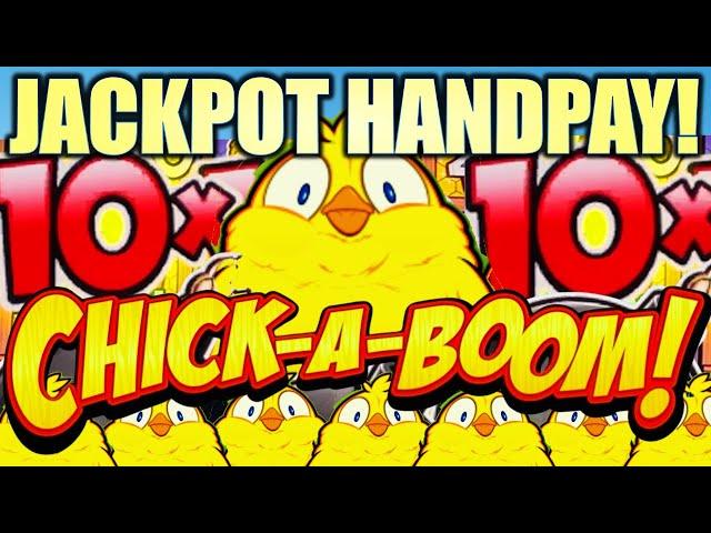 JACKPOT HANDPAY! WOW! RARE 10X MULTIPLIER!  CHICK-A-BOOM! Slot Machine (EVERI)