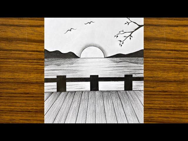 Scenery drawing sketch || Draw easy for beginners || Scenery drawing with pencil