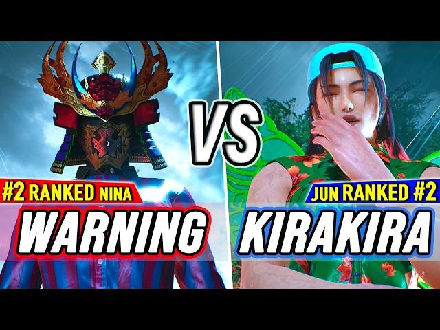 T8  Warning (#2 Ranked Nina) vs KiraKira (#2 Ranked Jun)  Tekken 8 High Level Gameplay