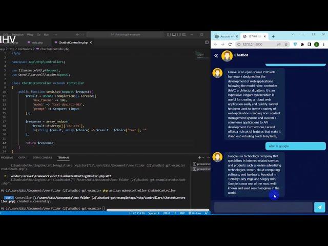 How to build chatbot using OpenAI GPT model in laravel step by step