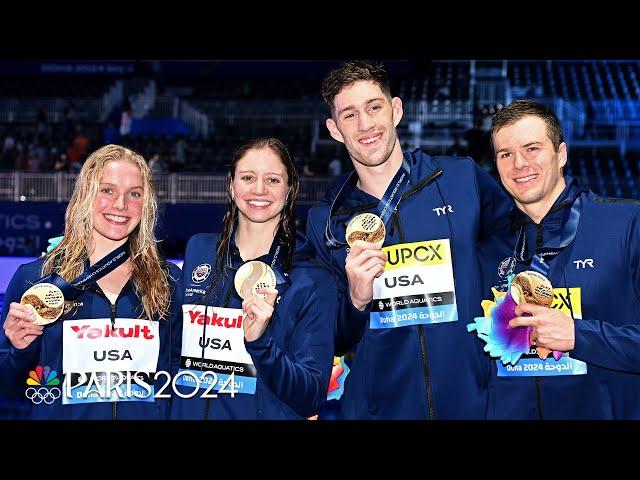 Team USA seizes World Title in the mixed 4x100 medley relay in Doha | NBC Sports