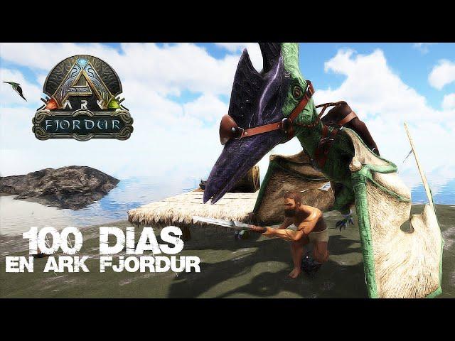 SURVIVING 100 DAYS in ARK FJORDUR | DAY 2# OUR FIRST DINO!