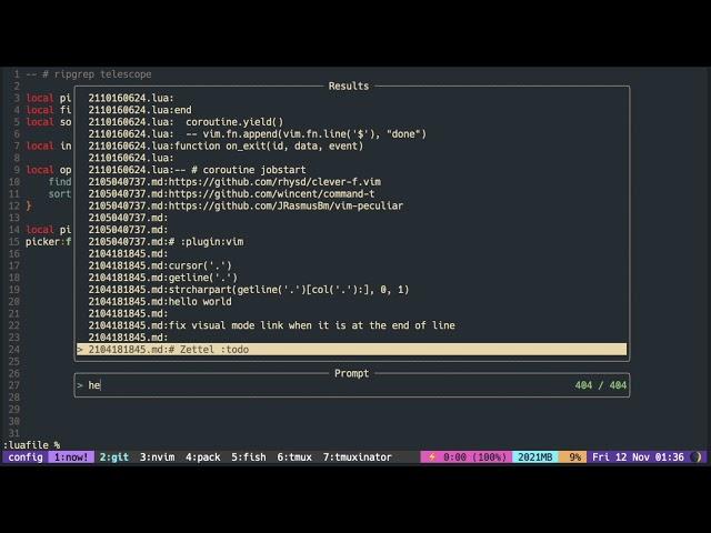 nvim telescope & ripgrep #1: piping shell command outputs to telescope