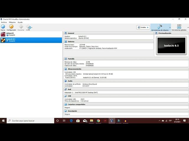 Instalación de Linux kodachi(VirtualBox)