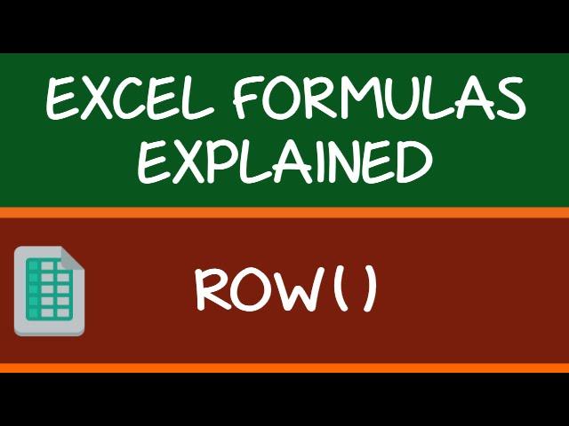 How to use ROW Formula in Excel