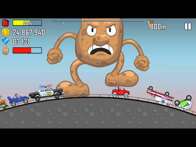 Hill Climb Racing - POTATO MAN vs ALL VEHICLES - GamePlay Walkthrough