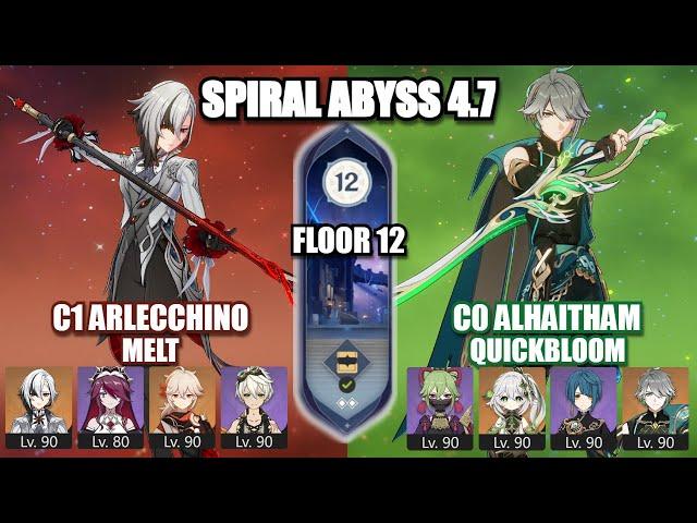 C1 Arlecchino Melt || C0 Alhaitham Quickbloom - Spiral Abyss 4.7 Floor 12 Genshin Impact