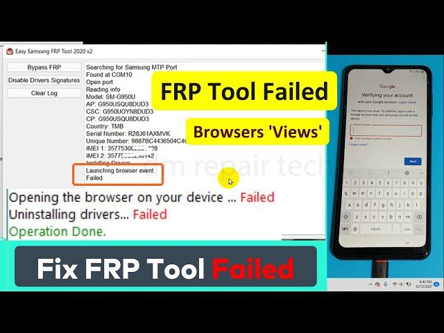 Fix Easy Samsung FRP Tool Failed Launching browser event Failed | DM REPAIR Tech FRP Tool 2022