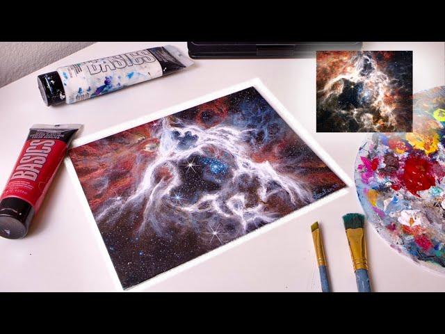 Painting the JWST Tarantula nebula in acrylics 