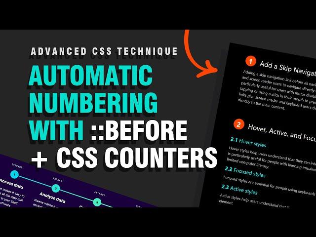 Automatic Numbering with ::before pseudo element + CSS counters