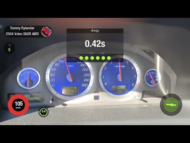 BIG Turbo S60R AWD Sleeper Dragy 100-200km/h 6,13s!!! Garrett G30 770 #Volvo #S60R #AWD #reels