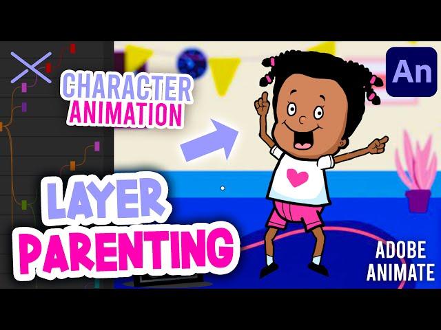 How to ANIMATE A CHARACTER with Layer Parenting | Adobe Animate CC Tutorial