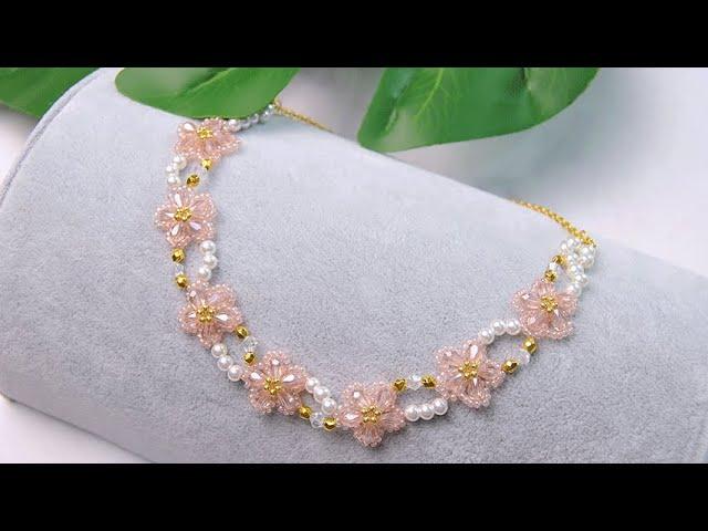 How to Make Beaded Flower Necklace 【Beading with PandaHall】