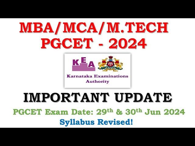 PGCET 2024 | Revised Syllabus and Tentative Exam Dates