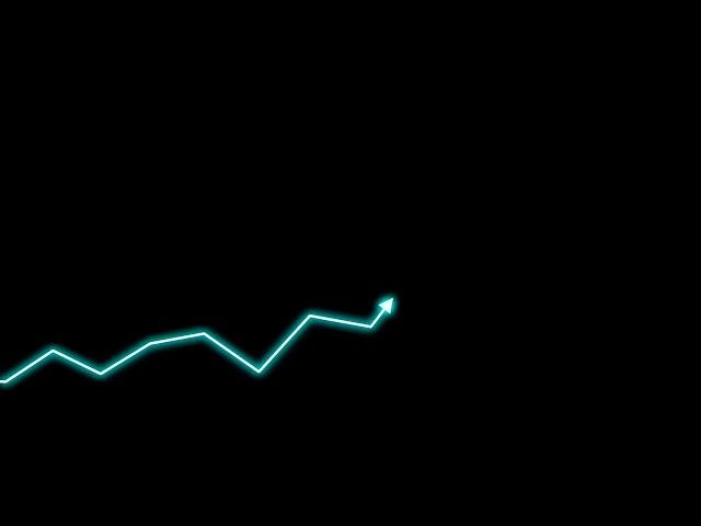 moving down to up side growth arrow animation in blue bright neon light.