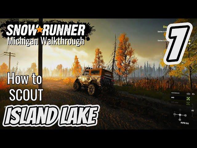 How to SCOUT Island Lake and UPGRADE locations | SnowRunner Michigan Walkthrough