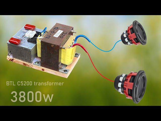 DIY Powerful Ultra Bass Amplifier BTL C5200 , Transformer , Simple Circuit