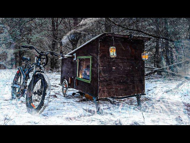 BIKE CAMPER IN EXTREME COLD with my Dog! (-10°F)