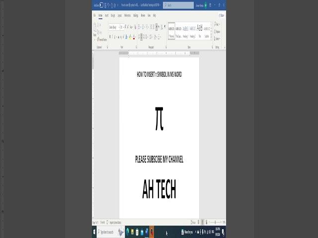 How to insert Pi symbol in ms word 2021