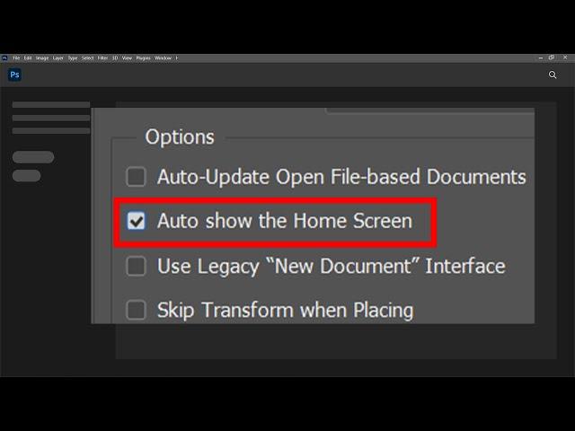 (Fix) Photoshop home screen not showing | Disable or Enable the Home Screen | Home page blank issue