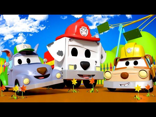 Klein Tom und Klein Jeremy als Rubble und Rocky (Paw Patrol) - Die Lackierwerkstatt von Tom dem ...