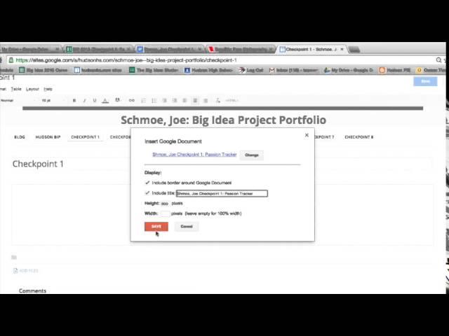 Hudson Big Idea Project:  Embedding a Document to Your Online Student Portfolio