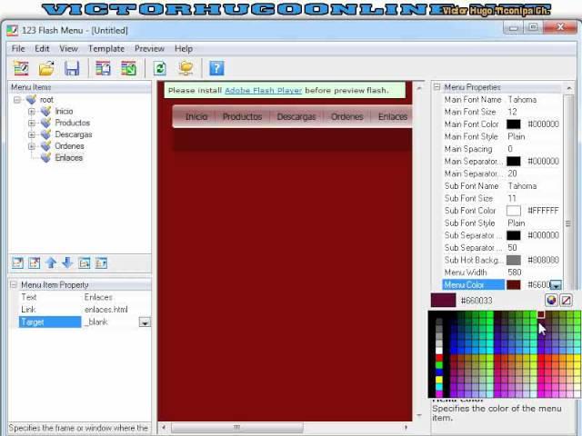 Crear menus con 123 Flash Menu