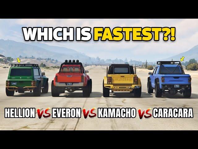 GTA 5 ONLINE - EVERON VS KAMACHO VS CARACARA 4X4 VS HELLION (WHICH IS FASTEST?)