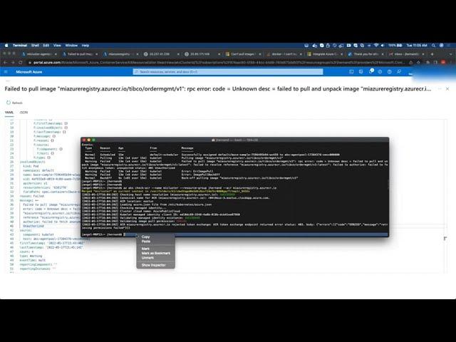 Azure AKS deployment ErrImagePull ImagePullBackOff