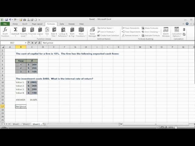 Calculating IRR (Internal Rate of Return) and NPV (Net Present Value) using Excel