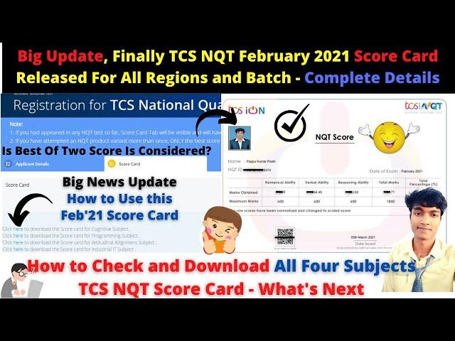 Big Update, Finally TCS NQT February 2021 Score Card Released For All Regions and Batch-What's Next