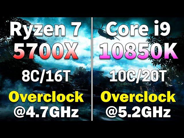 Ryzen 7 5700X OC @4.7GHz vs Core i9 10850K OC @5.2GHz | PC Gaming Tested