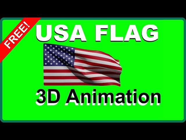  UNITED STATES  FLAG Green Screen 3D Animation Full HD 1080 AMERICAN Animated Waving Overlay FREE