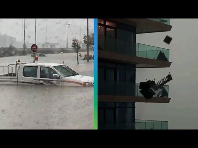 Улицы превратились в реки, автомобили плавают в воде. Мощный шторм обрушился на ОАЭ